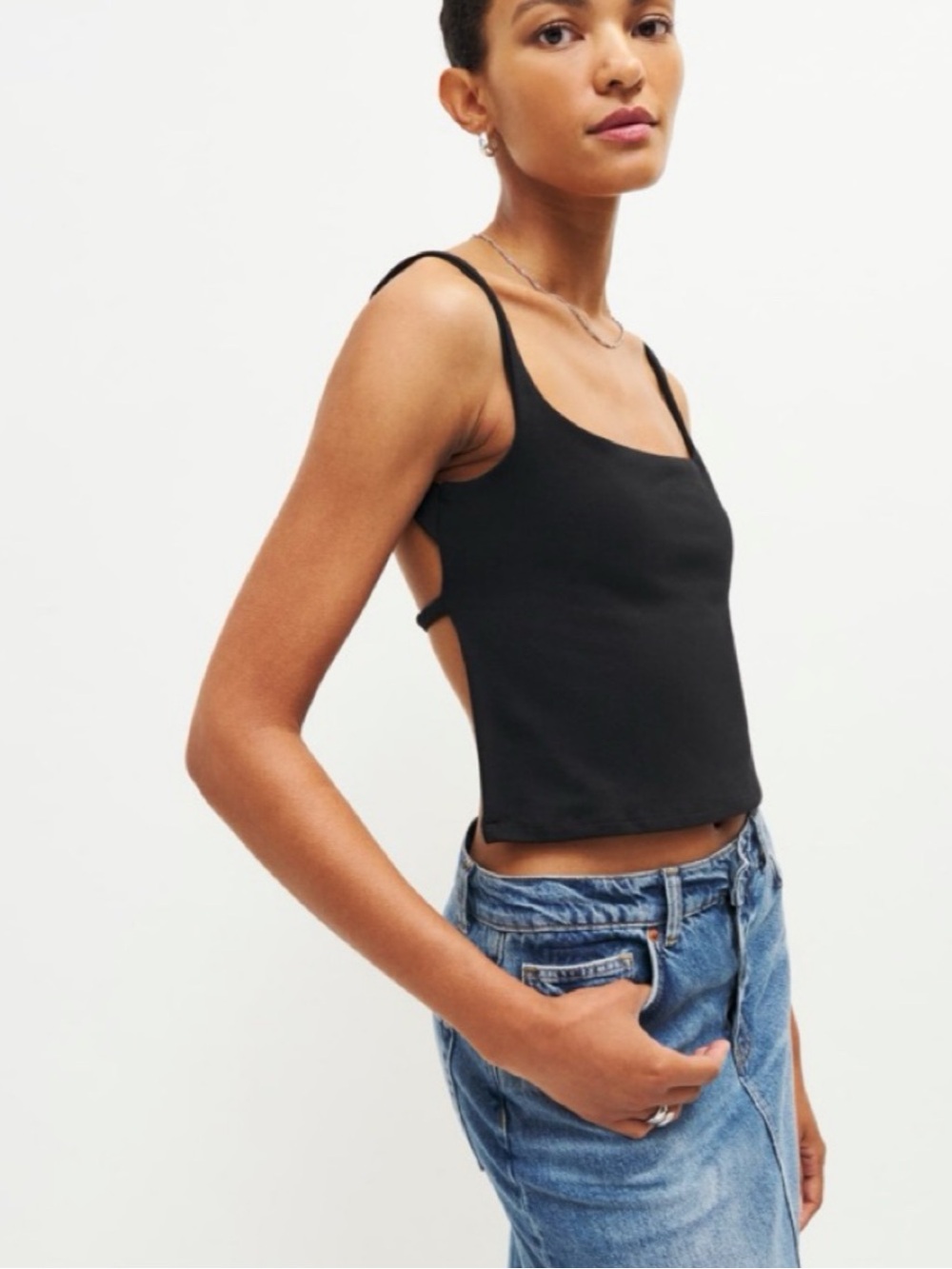 Reformation Black Cairo Knit Tank Top